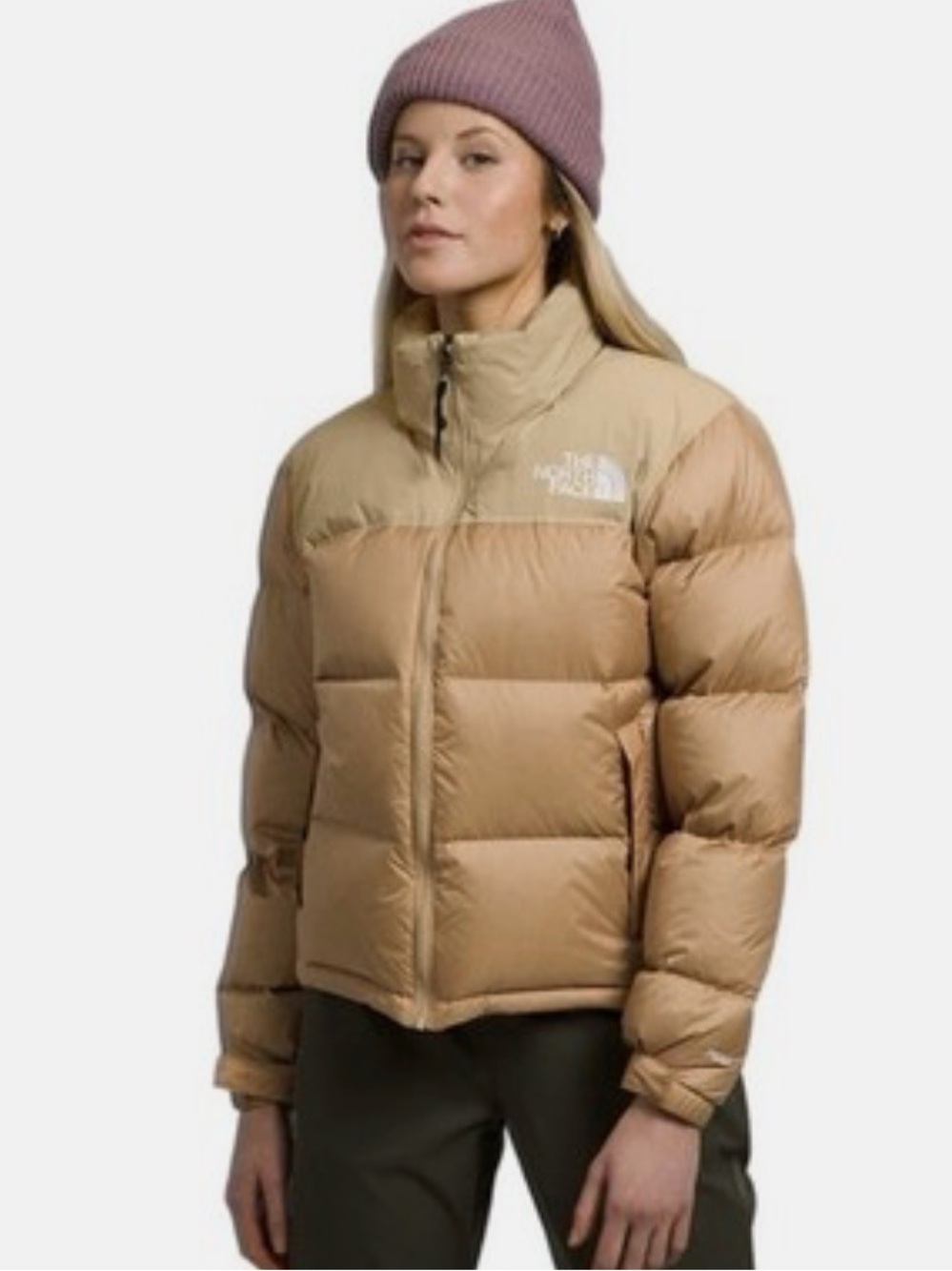 The North Face 92 Low-Fi Hi-Tek Nuptse down puffer jacket in beige and utility b - Picture 8 of 12